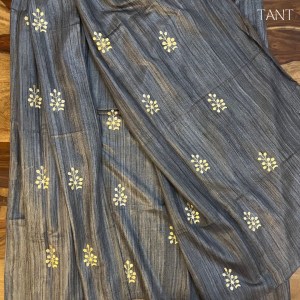 Grey Gicha Embroidery Saree