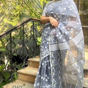 Grey Dhakai Jamdani Saree
